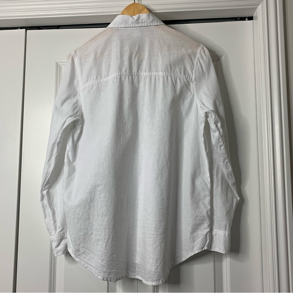 GAP The Easy Fit White Linen Blend Women’s Button-Down Shirt Size S - Picture 7 of 13